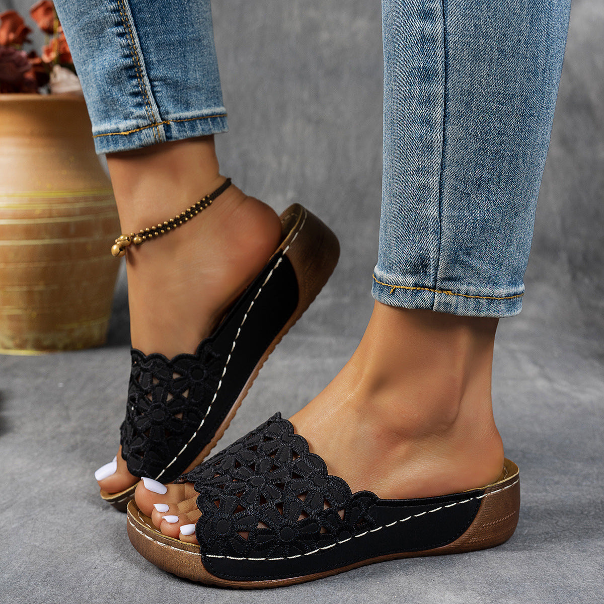🔥Last Day Deal 60% OFF🔥 Women's Orthopedic Wedge Sandals with Floral Straps
