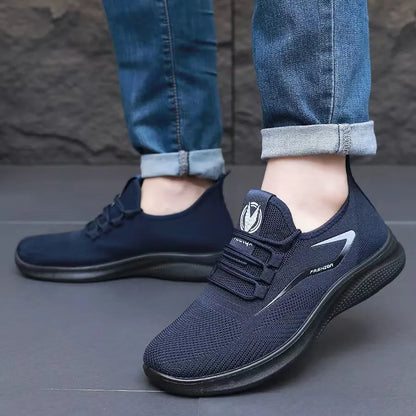 Men's Fashion Solid Woven Knit Running Shoes - Lightweight, Breathable