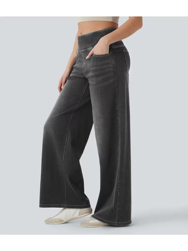 ⏳Time-Limited Special⏰ Stretchy Pull-On Wide-Leg Knit Jeans