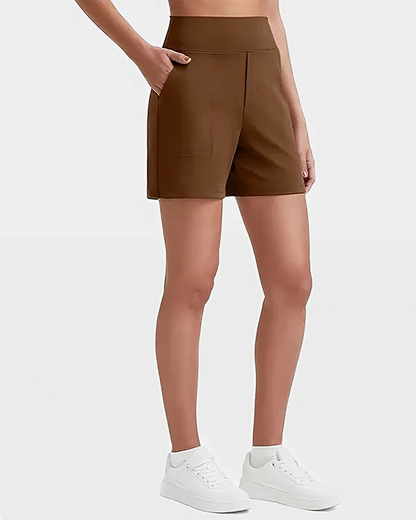 Women's High-Waisted Athletic Bermuda Shorts with Pockets – Running, Yoga, Summer Casual Activewear