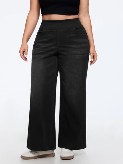 ⏳Time-Limited Special⏰ Stretchy Pull-On Wide-Leg Knit Jeans