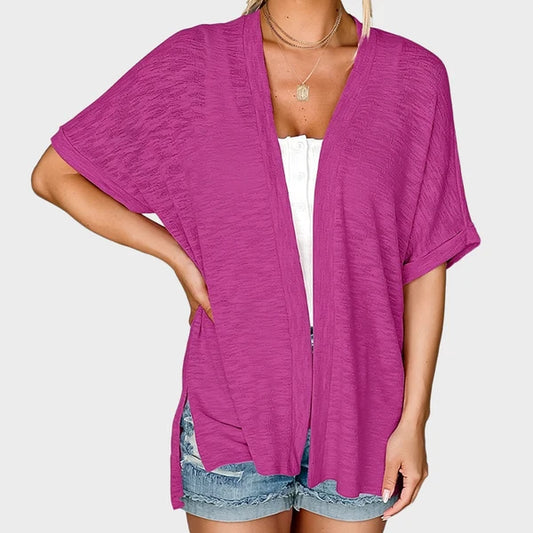 Short-sleeved casual solid coat