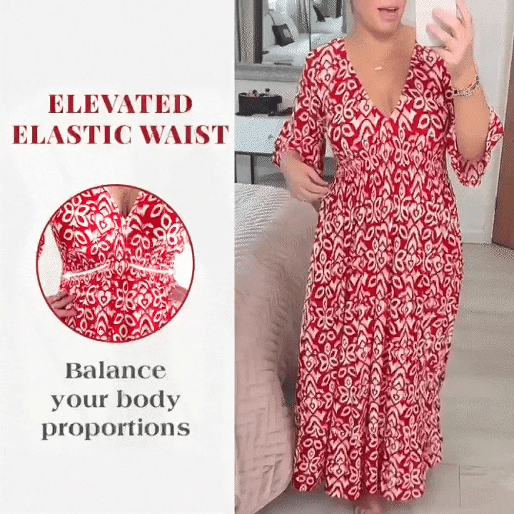 Bohemian Vintage V-Neck Floral Casual Long Dresses