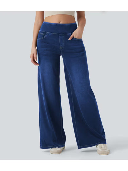 ⏳Time-Limited Special⏰ Stretchy Pull-On Wide-Leg Knit Jeans