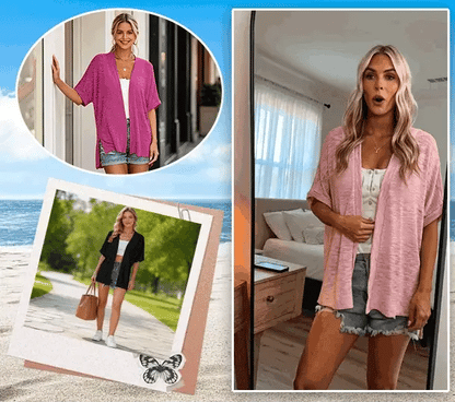 Short-sleeved casual solid coat