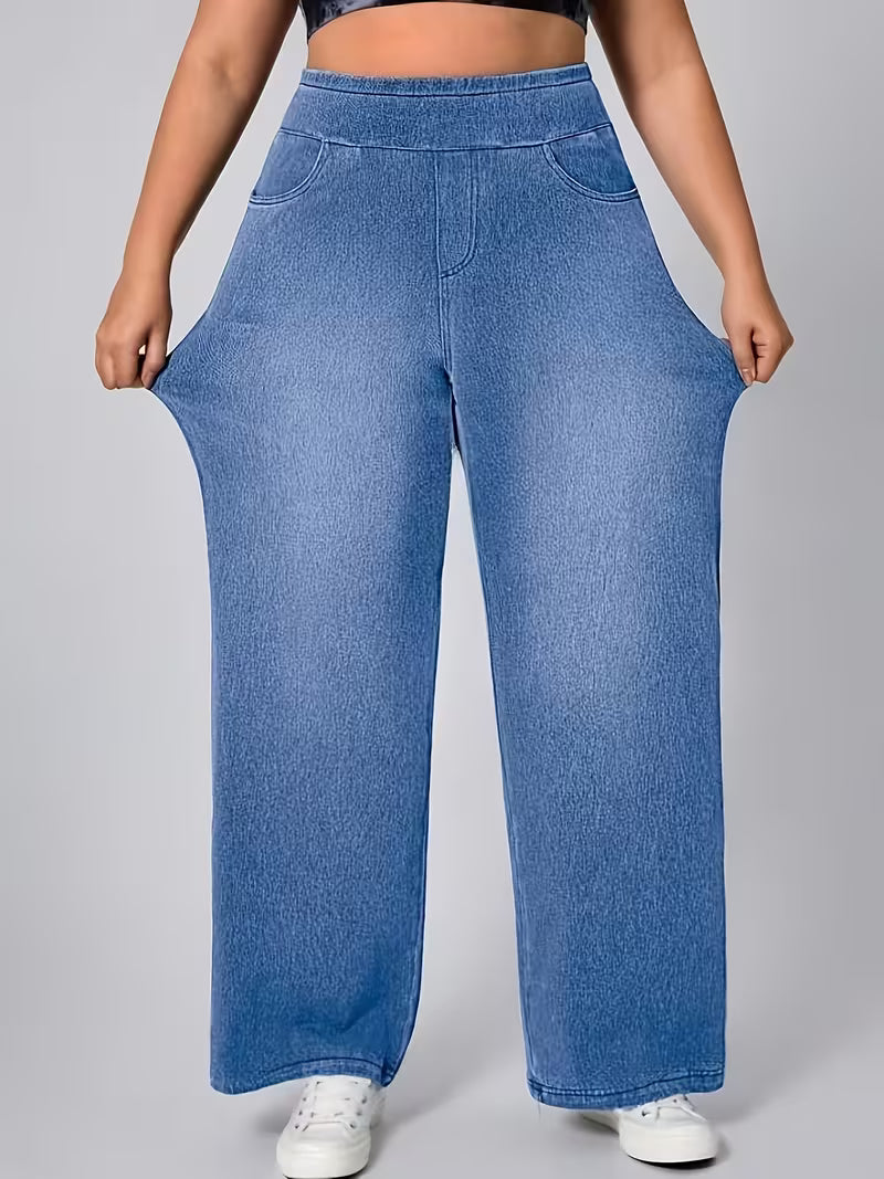 ⏳Time-Limited Special⏰ Stretchy Pull-On Wide-Leg Knit Jeans