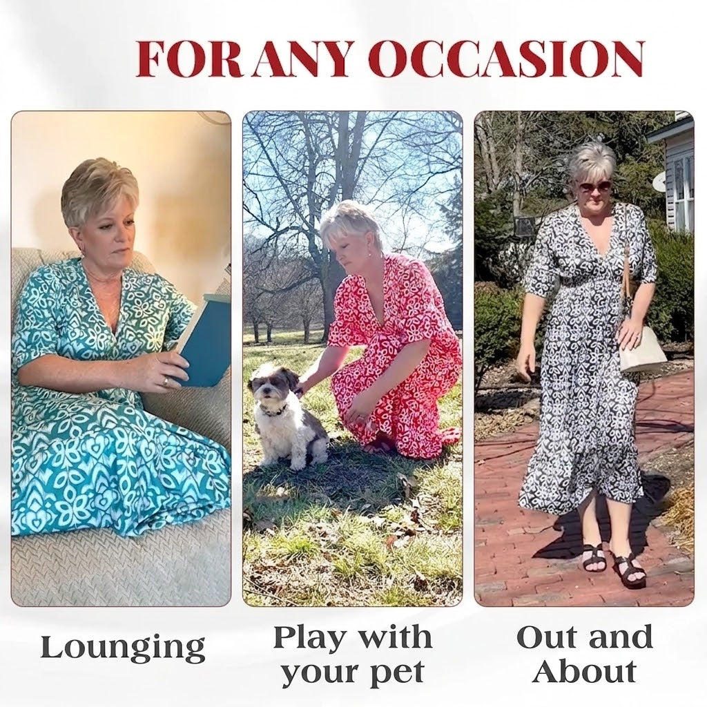 Bohemian Vintage V-Neck Floral Casual Long Dresses