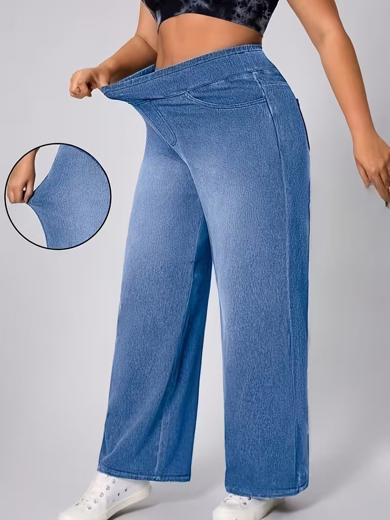 ⏳Time-Limited Special⏰ Stretchy Pull-On Wide-Leg Knit Jeans