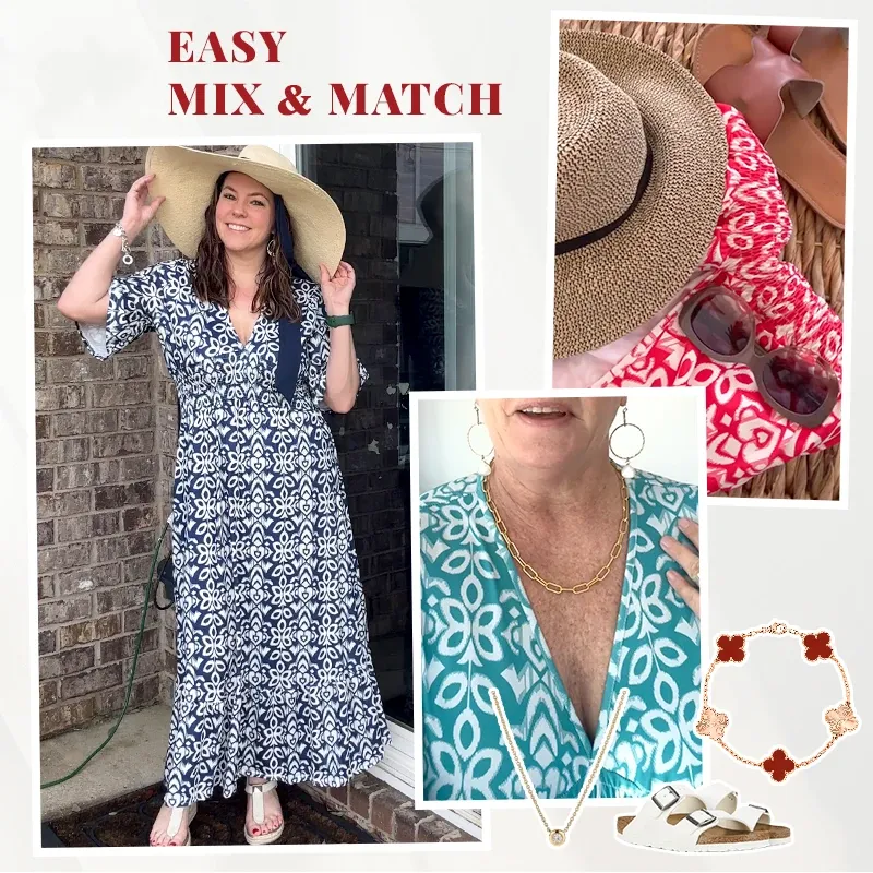 Bohemian Vintage V-Neck Floral Casual Long Dresses