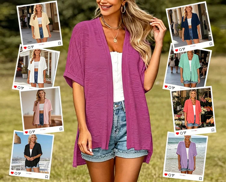 Short-sleeved casual solid coat