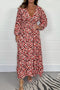 Sexy printed women's dress with deep V-neck