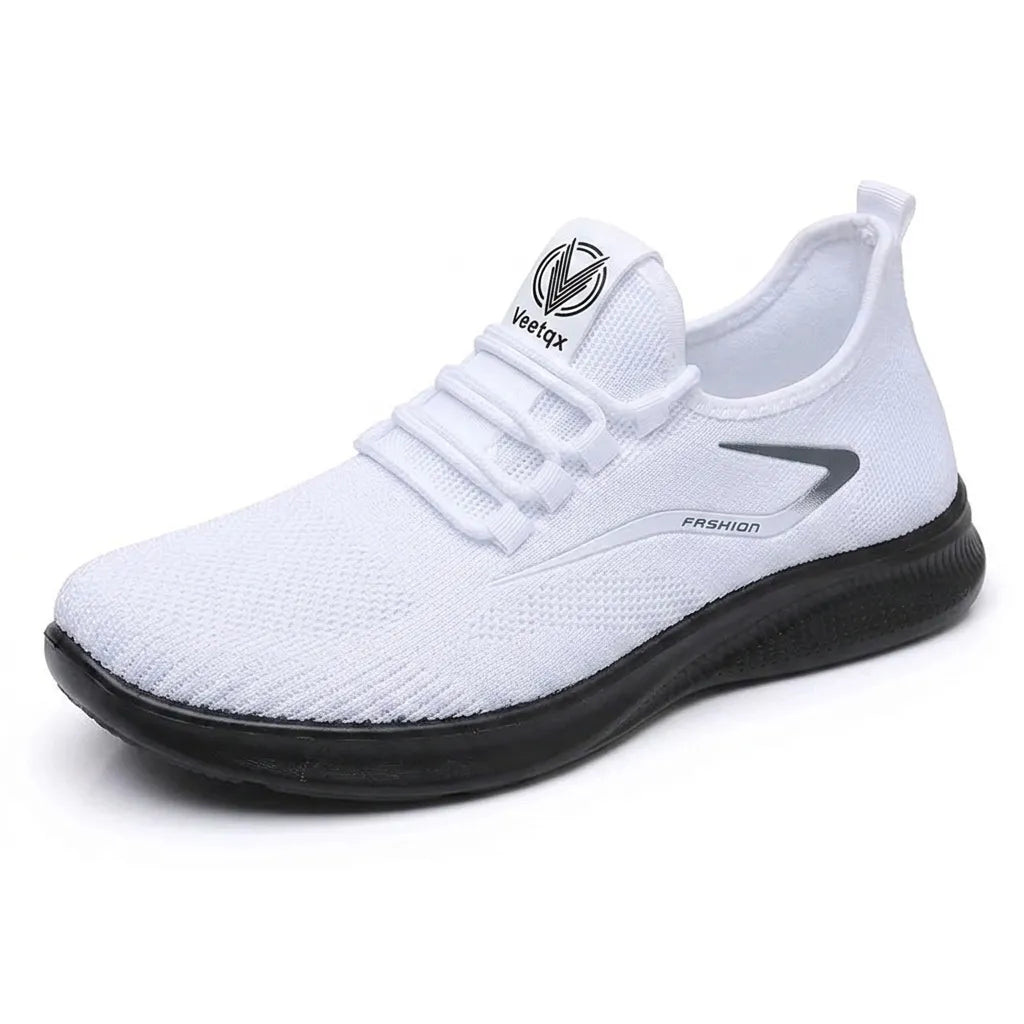 Men's Fashion Solid Woven Knit Running Shoes - Lightweight, Breathable