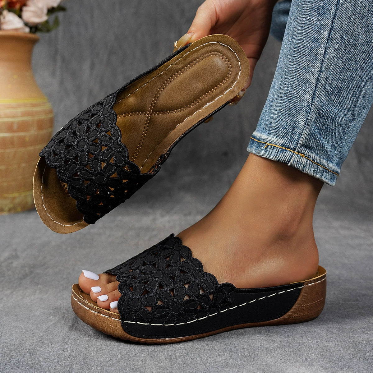 🔥Last Day Deal 60% OFF🔥 Women's Orthopedic Wedge Sandals with Floral Straps