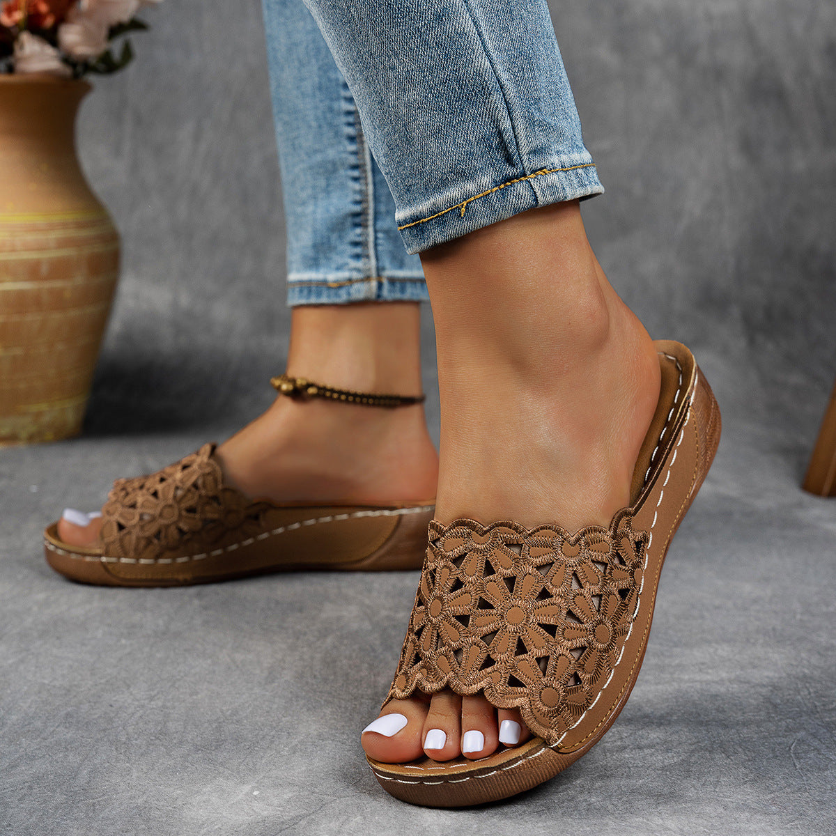 🔥Last Day Deal 60% OFF🔥 Women's Orthopedic Wedge Sandals with Floral Straps