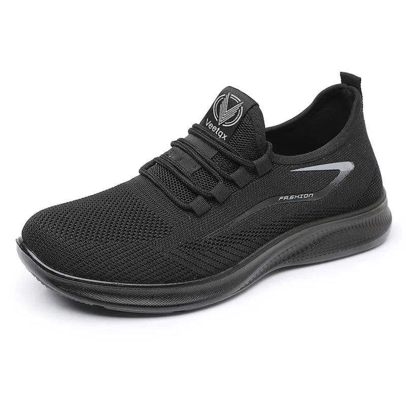 Men's Fashion Solid Woven Knit Running Shoes - Lightweight, Breathable