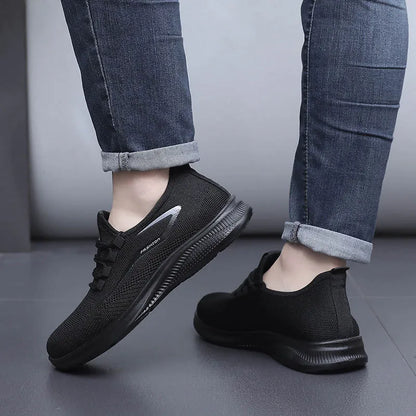 Men's Fashion Solid Woven Knit Running Shoes - Lightweight, Breathable