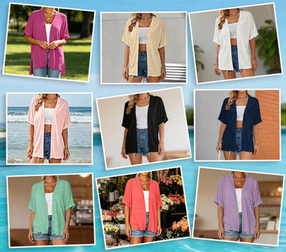 Short-sleeved casual solid coat