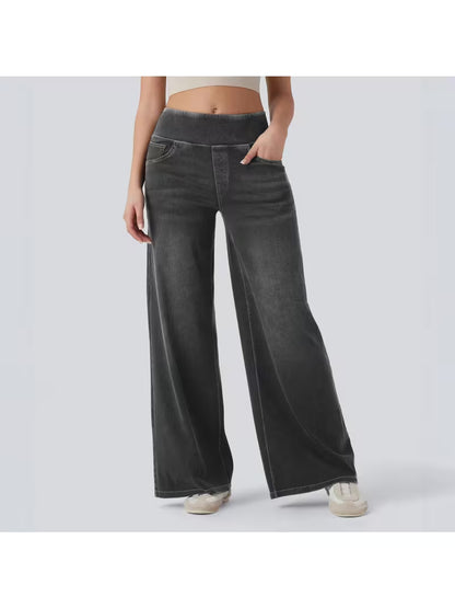 ⏳Time-Limited Special⏰ Stretchy Pull-On Wide-Leg Knit Jeans