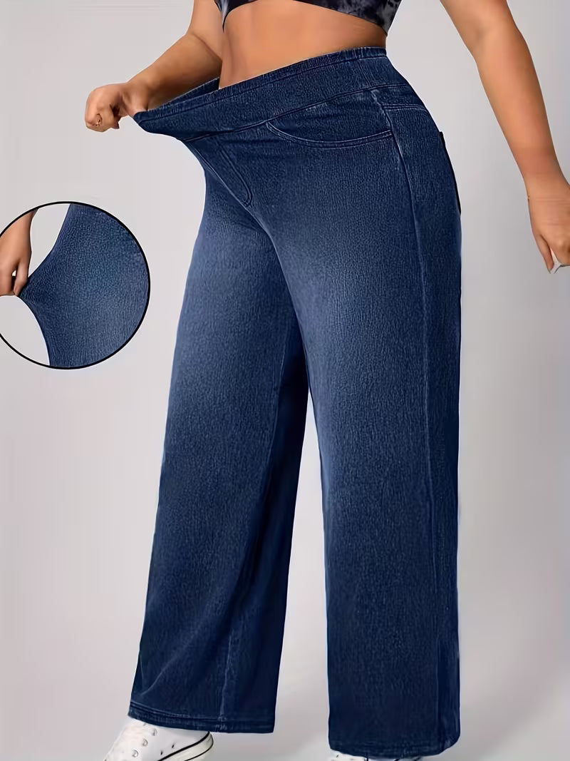 ⏳Time-Limited Special⏰ Stretchy Pull-On Wide-Leg Knit Jeans