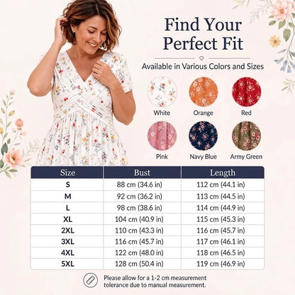 Floral V-Neck Twist-Waist Dress — Elegant Yet Easygoing for Any Occasion