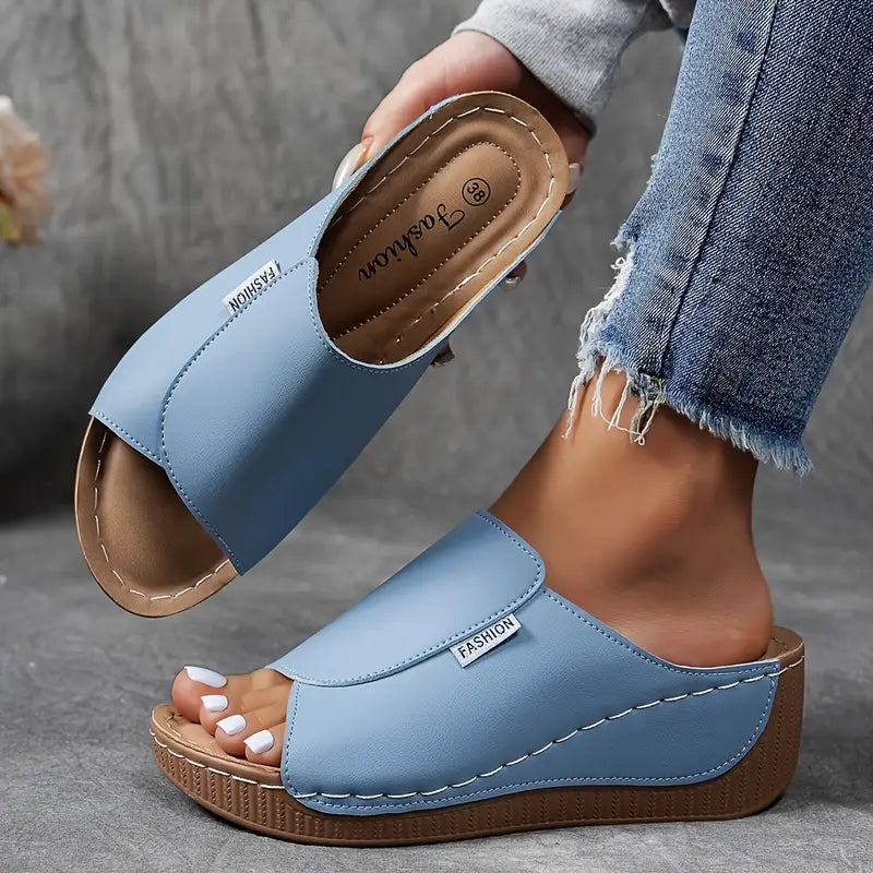 Comfortable Arch Support Slides - Women's Solid Color Sandals - Breathable