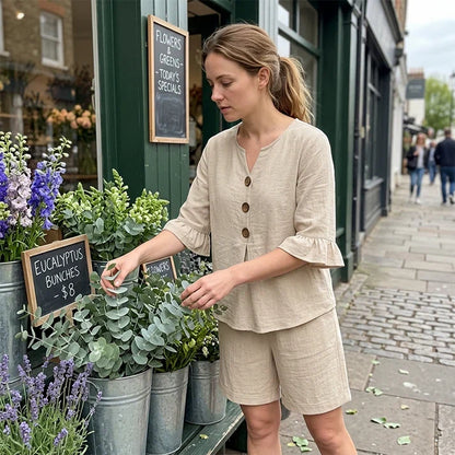 Women's Casual Cotton Two-Piece Outfit