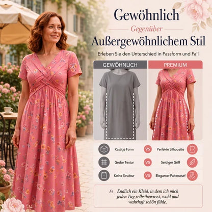 Floral V-Neck Twist-Waist Dress — Elegant Yet Easygoing for Any Occasion